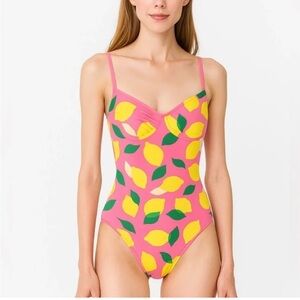 Kate Spade Women’s Pink Lemon-Print One-Piece Swimsuit